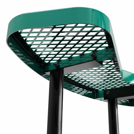 Flash Furniture Creekside 46 in Round Outdoor Picnic Table, Green Top/Seat, Black Frame, Mesh Metal Top SLF-EMR-46-GN-GG